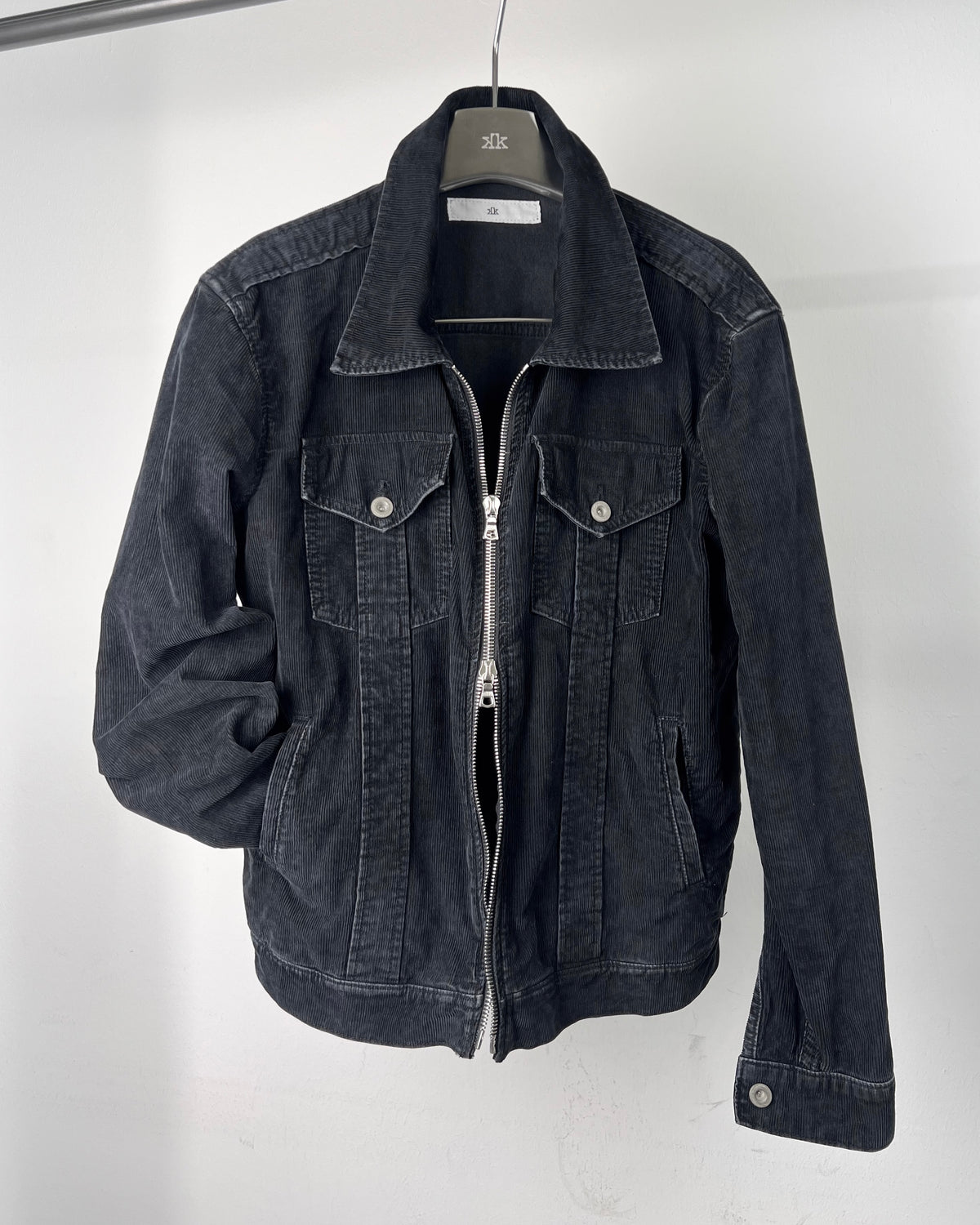corduroy straited jacket - overdyed black