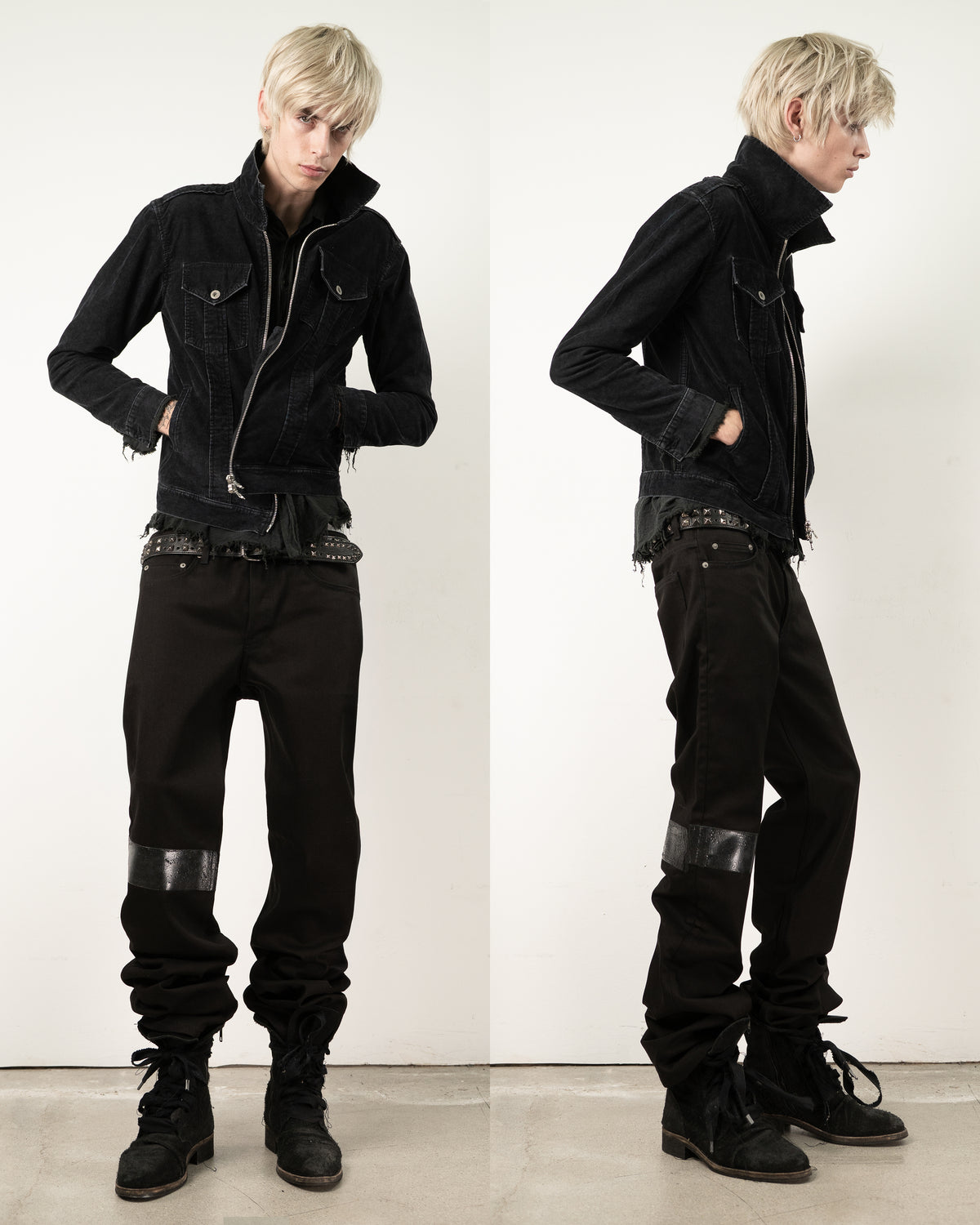Parallel studded prism belt - black [made to order]