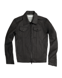denim striated jacket - black waxed