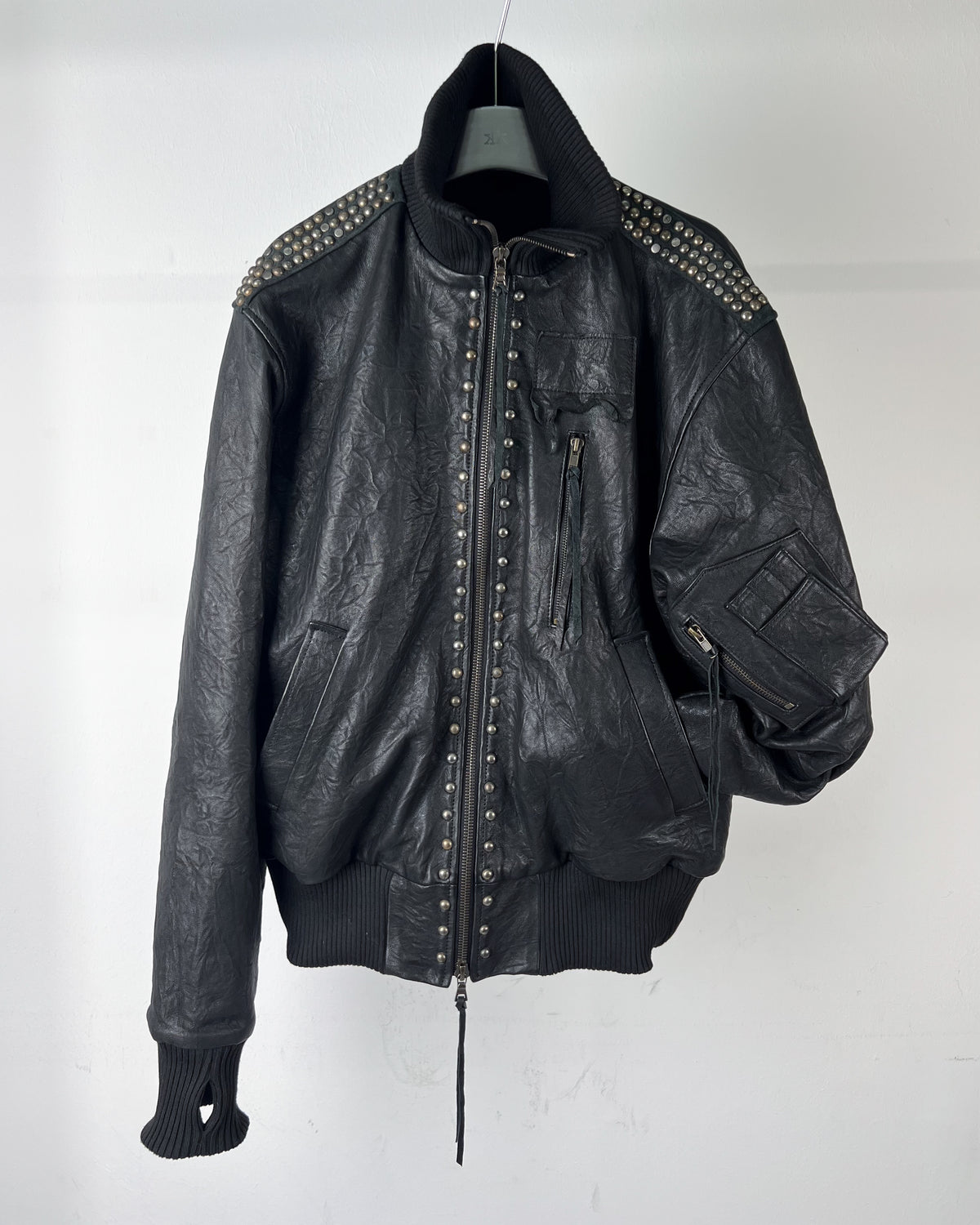 scatter studded lambskin leather bomber [made to order]