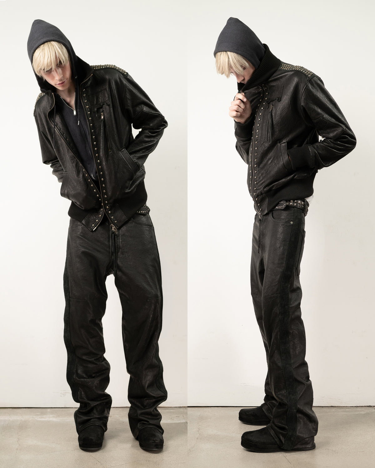 scatter studded lambskin leather bomber [made to order]