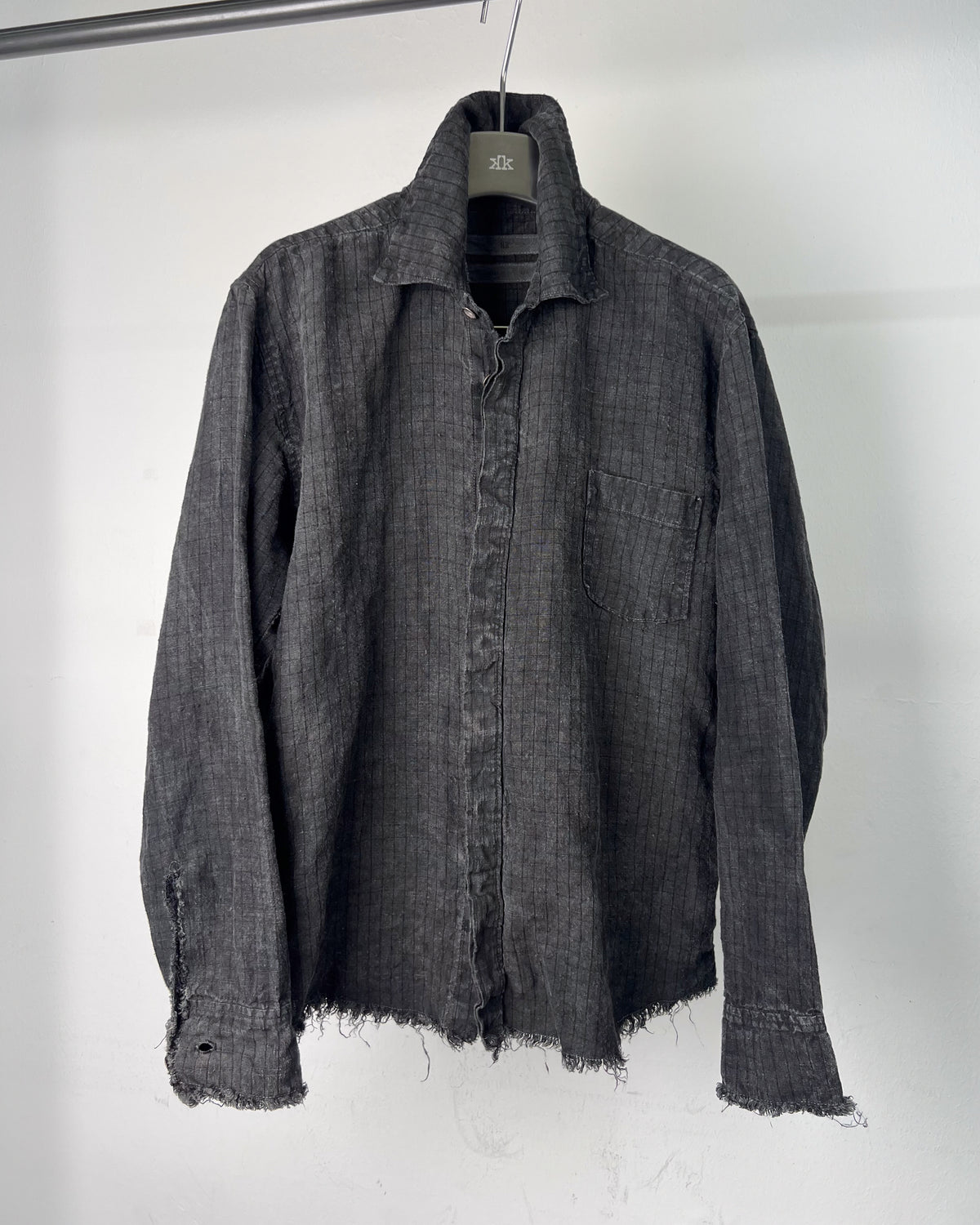linen button down - dark oil dyed checker