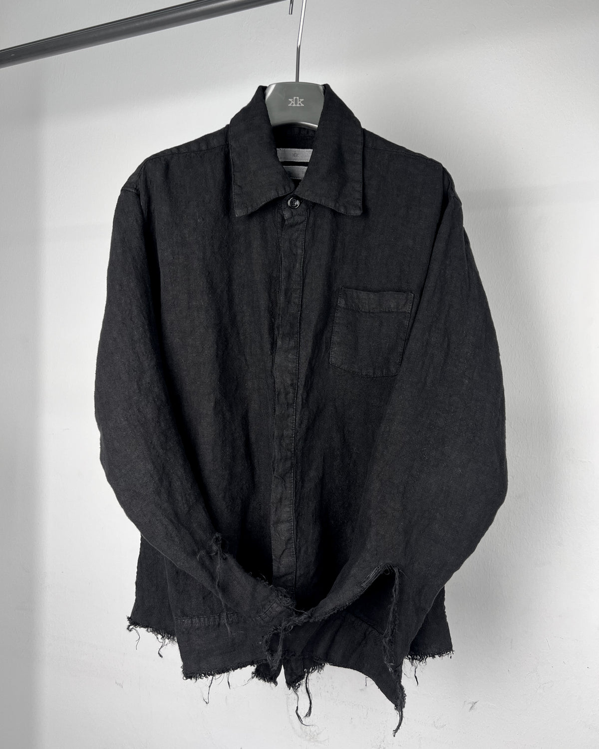 linen button down - overdyed core black