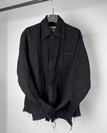 linen button down - overdyed core black