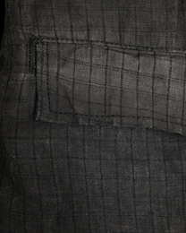 linen cargo capri - dark oil dyed checker