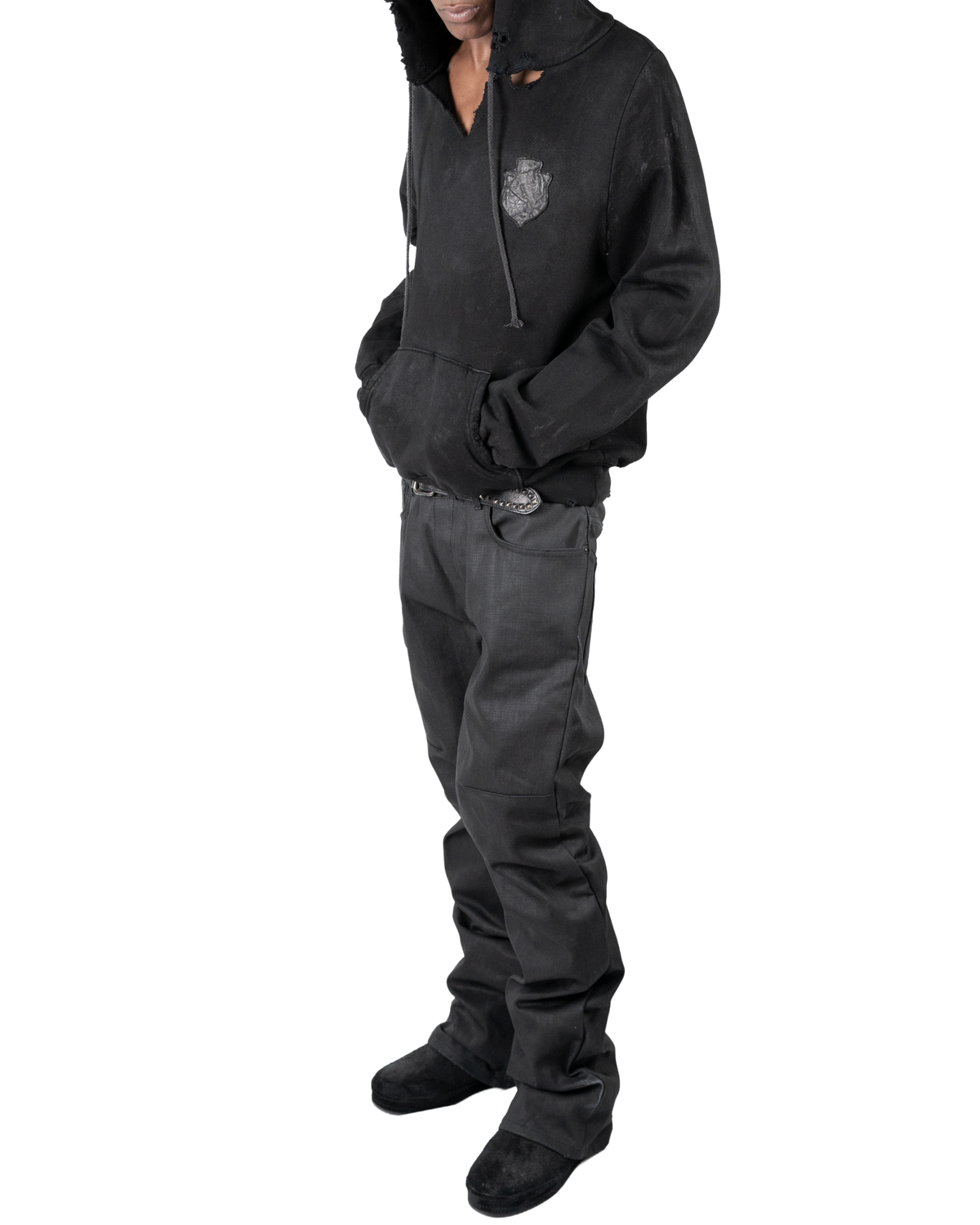 lamb crest hoodie - overdyed black [made to order]