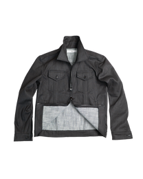 denim striated jacket - black waxed