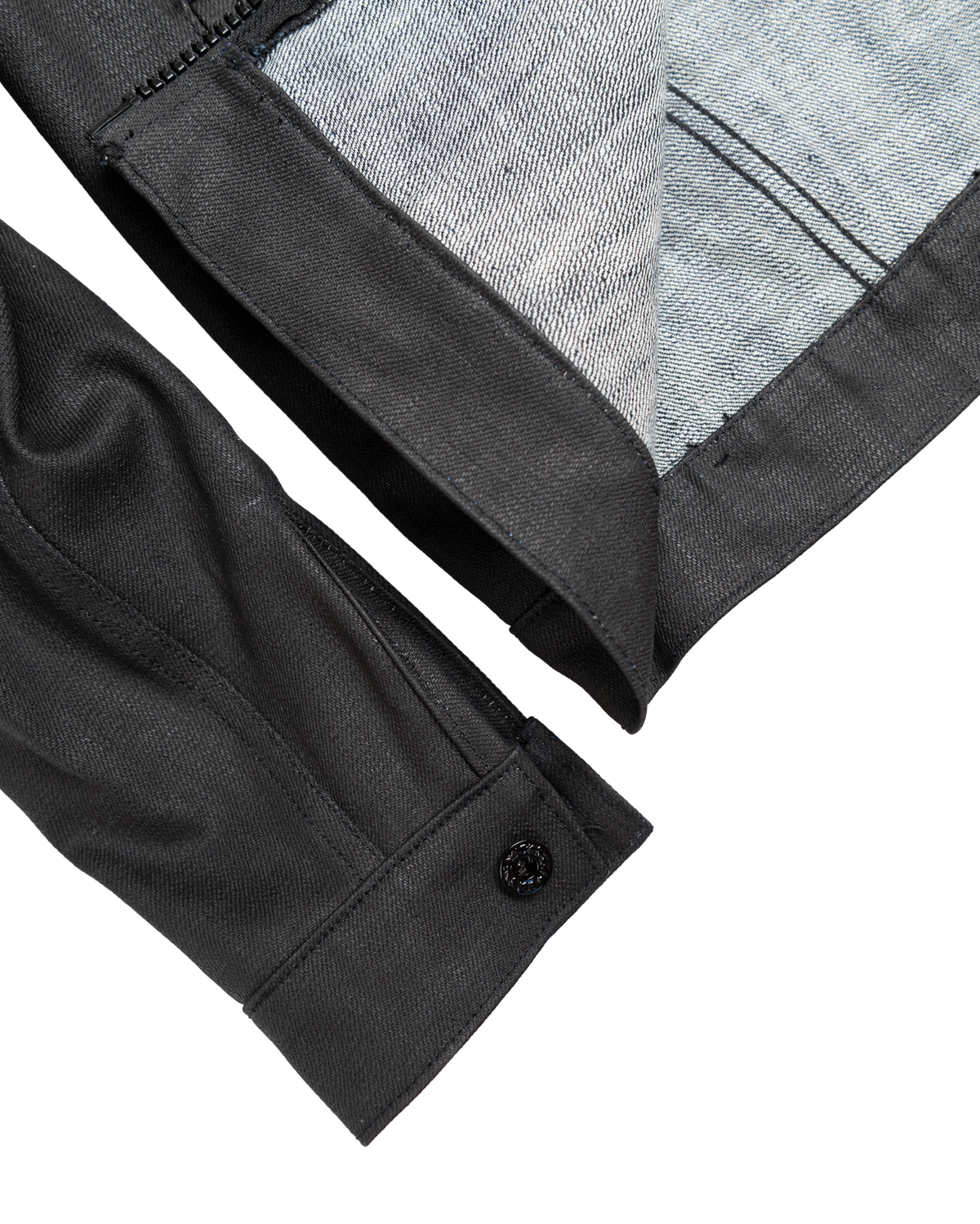denim striated jacket - black waxed