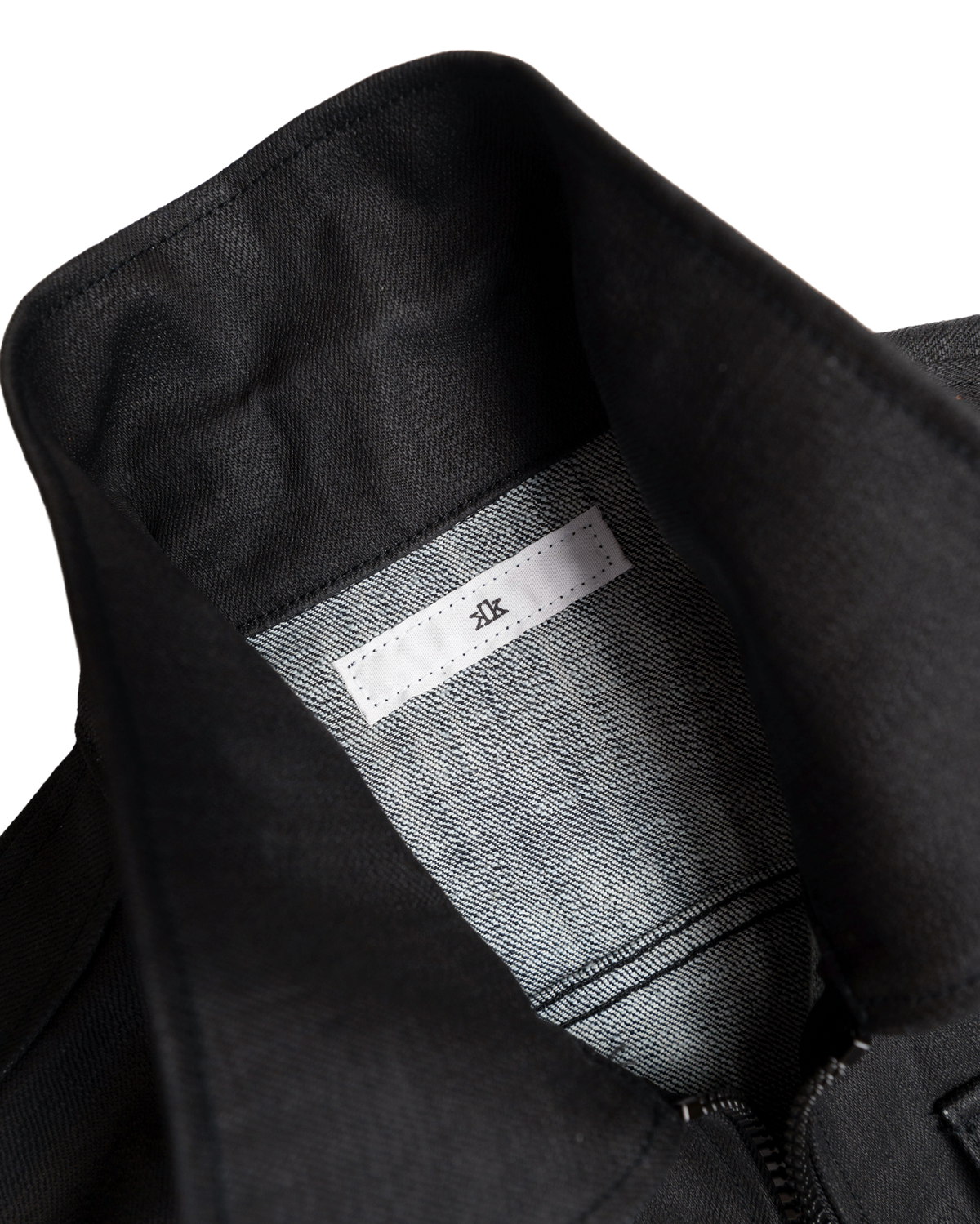 denim striated jacket - black waxed