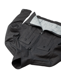 denim striated jacket - black waxed