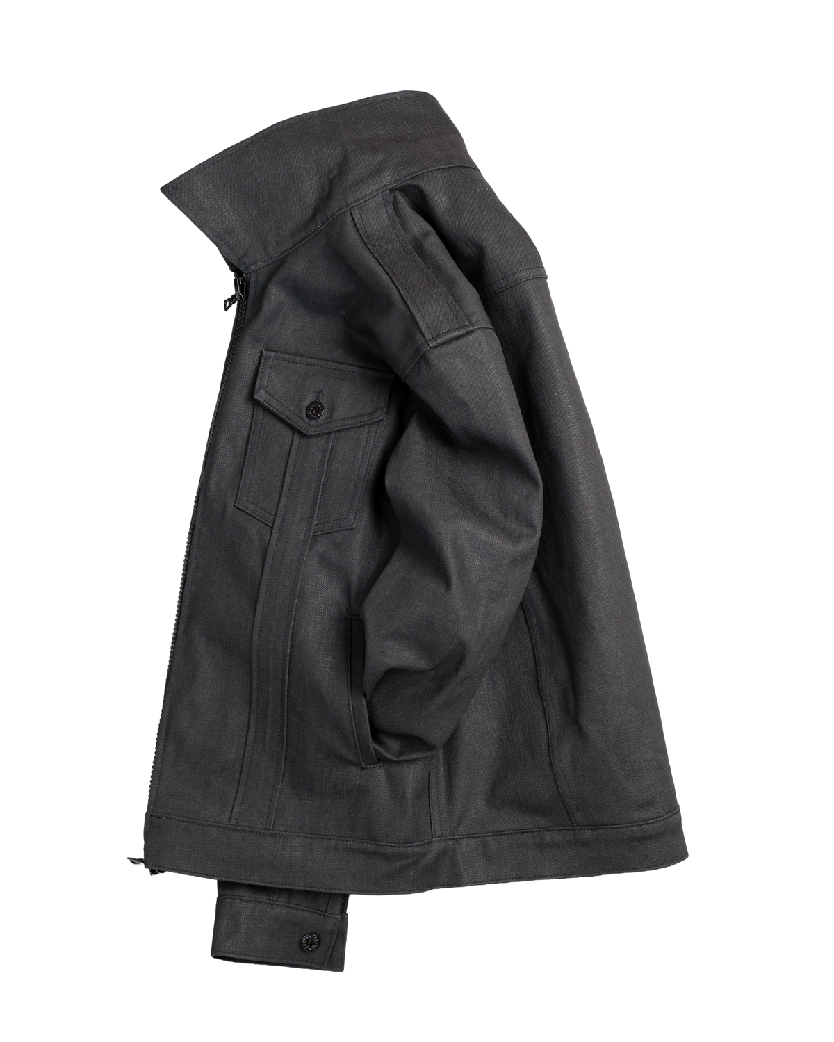 denim striated jacket - black waxed