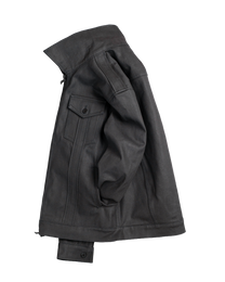 denim striated jacket - black waxed