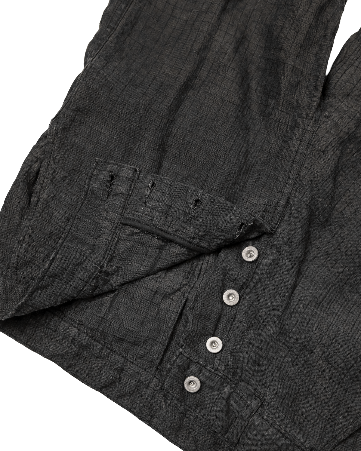 linen cargo capri - dark oil dyed checker