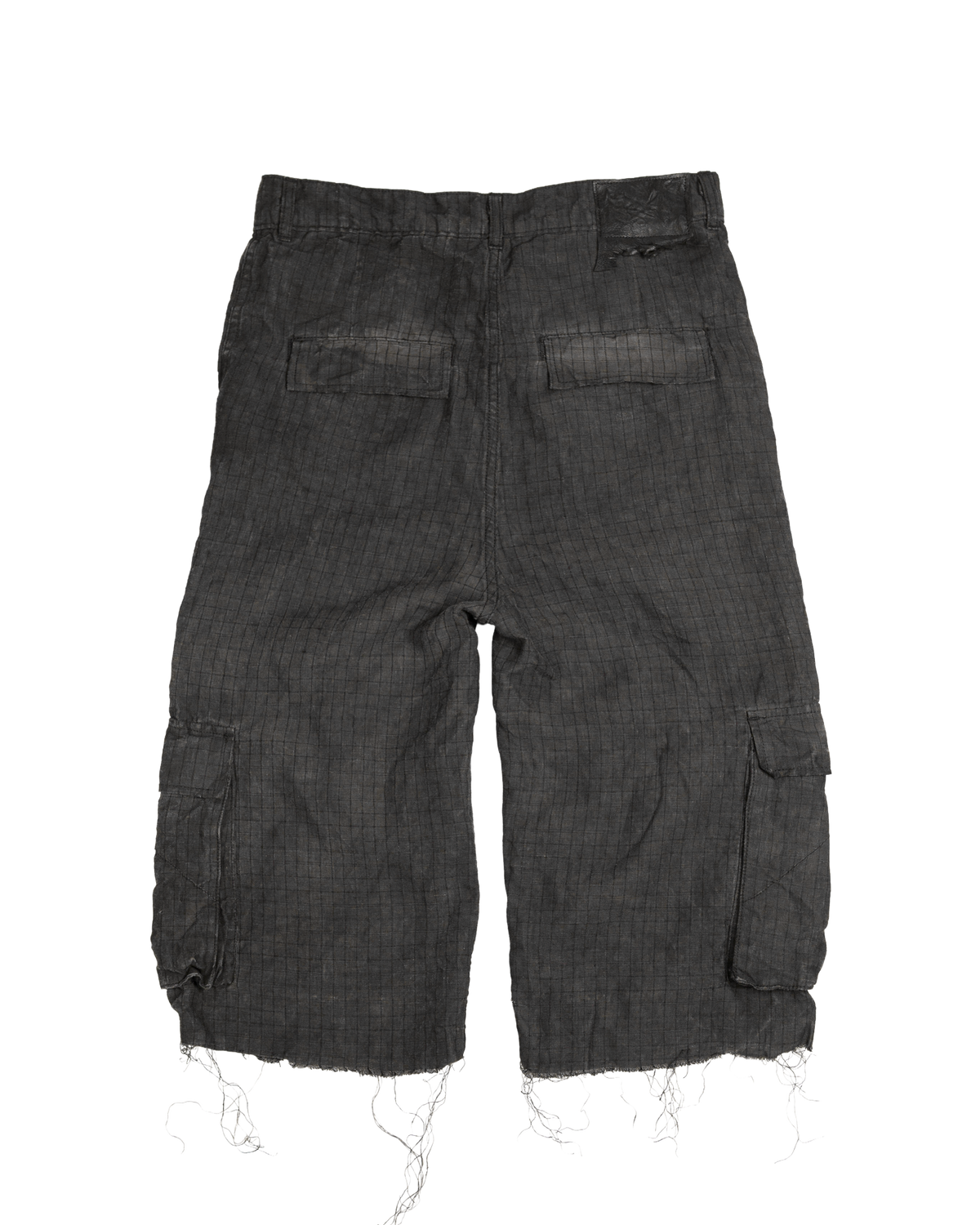 linen cargo capri - dark oil dyed checker