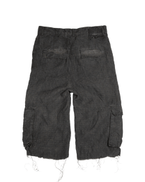linen cargo capri - dark oil dyed checker