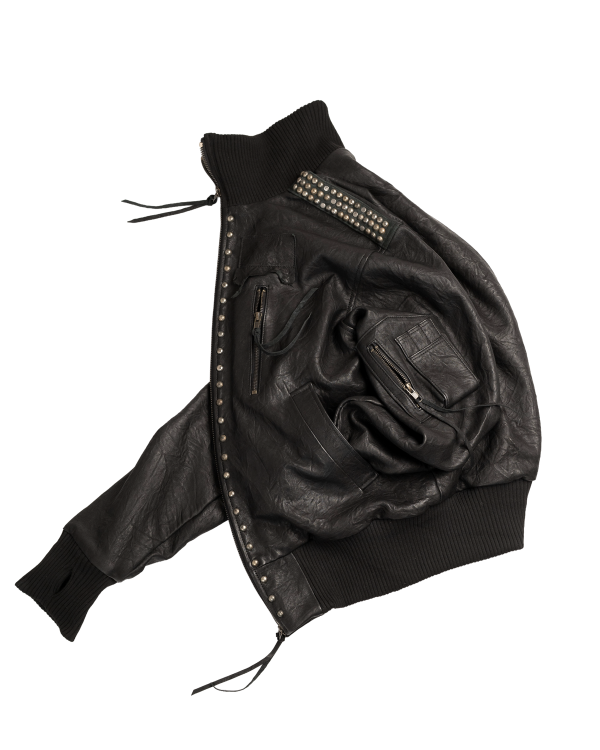 scatter studded lambskin leather bomber [made to order]