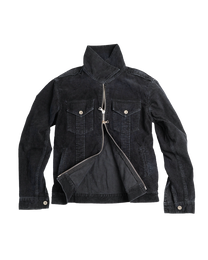 corduroy straited jacket - overdyed black