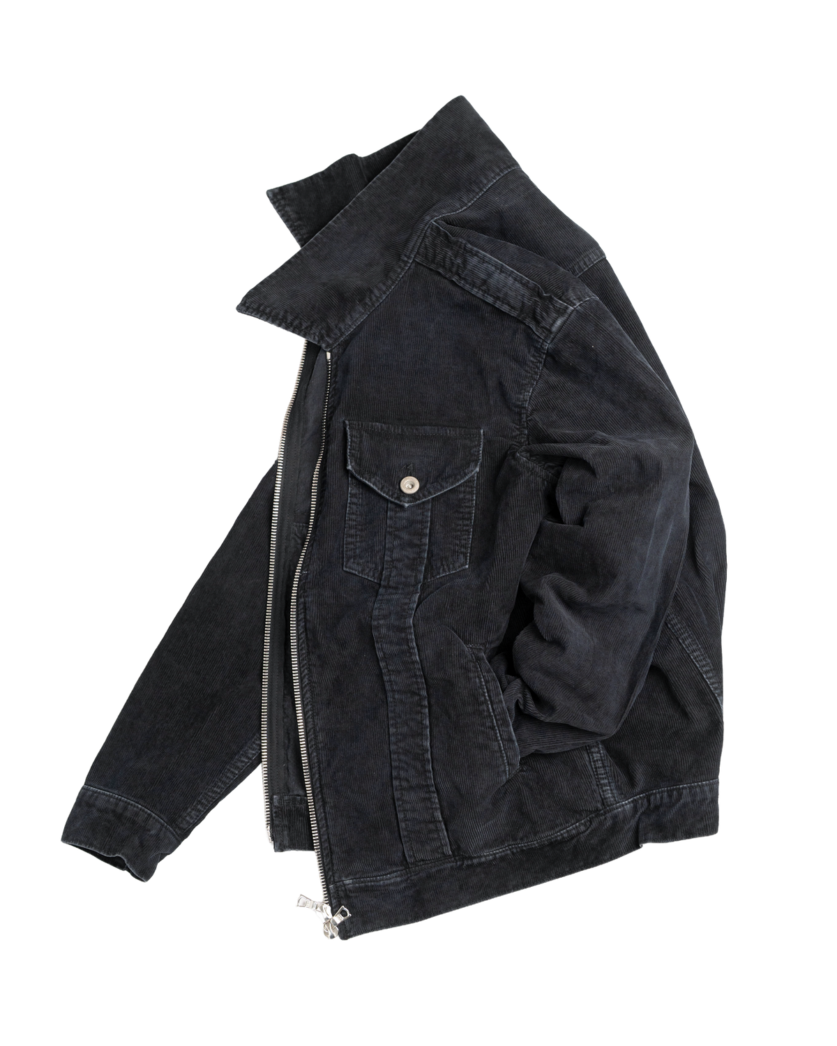 corduroy straited jacket - overdyed black