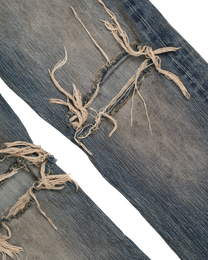 washed indigo distressed bootcut