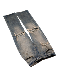 washed indigo distressed bootcut
