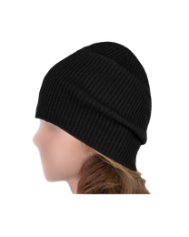 cashmere slouch beanie - black