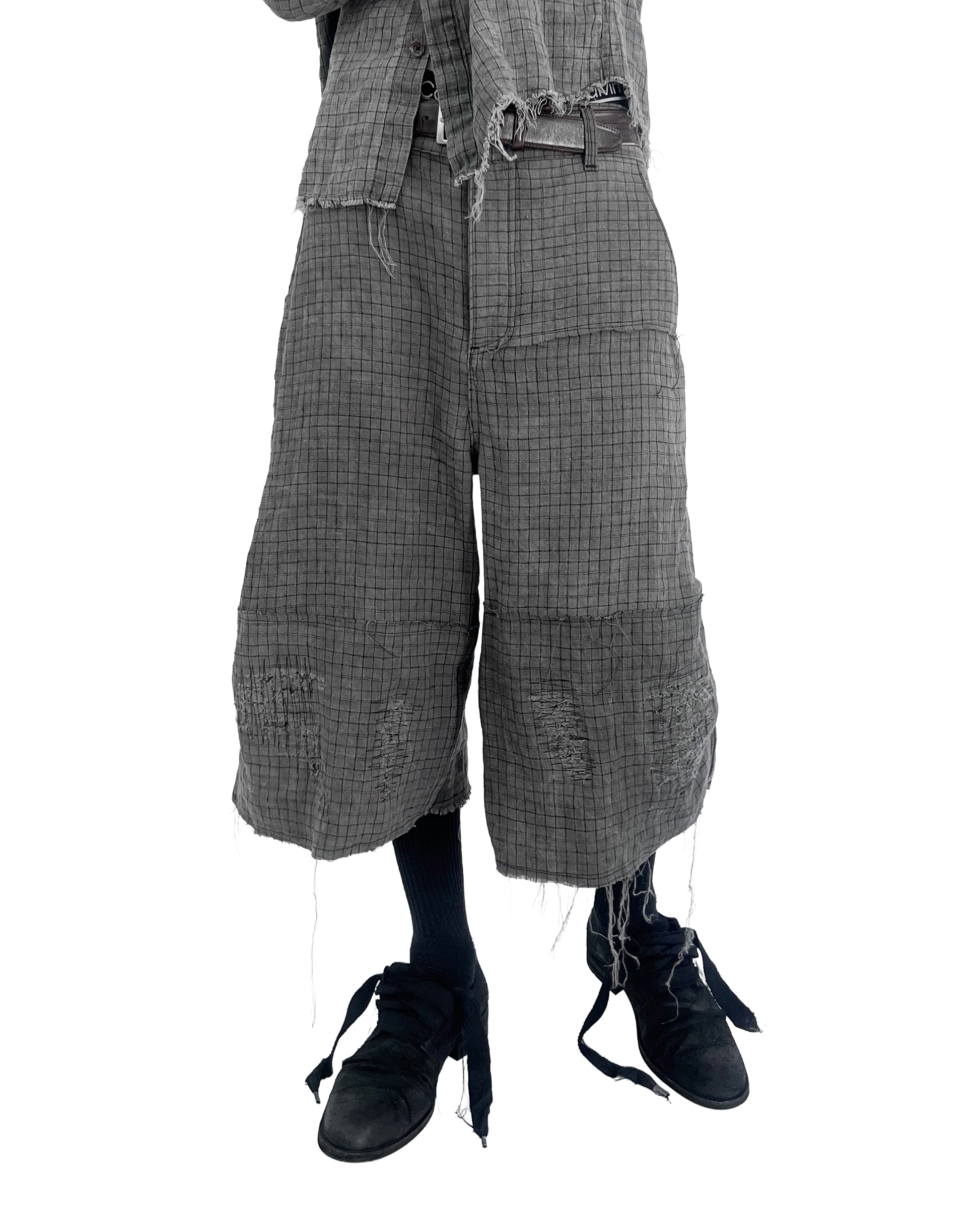 Dyed Checker Repair Short [made to order]
