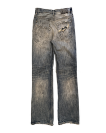 washed indigo distressed bootcut