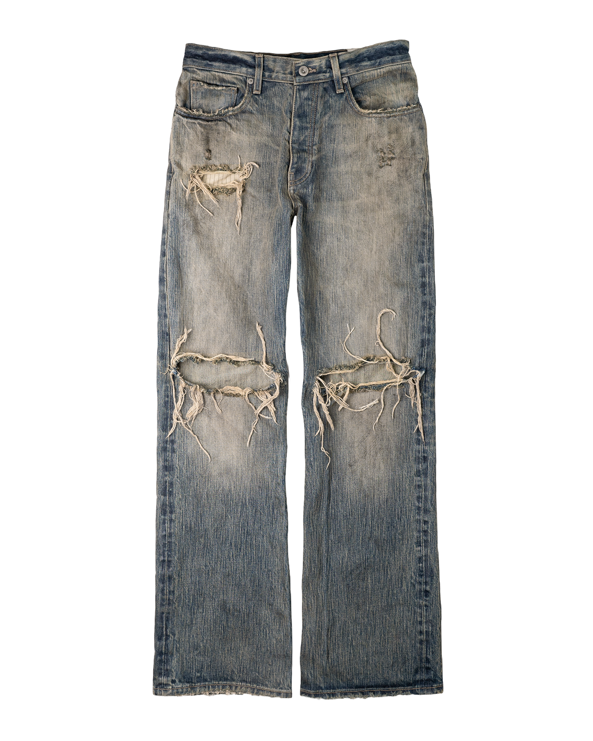washed indigo distressed bootcut