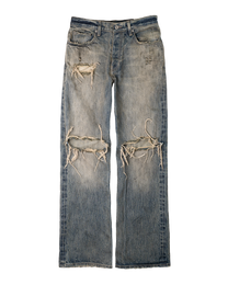 washed indigo distressed bootcut