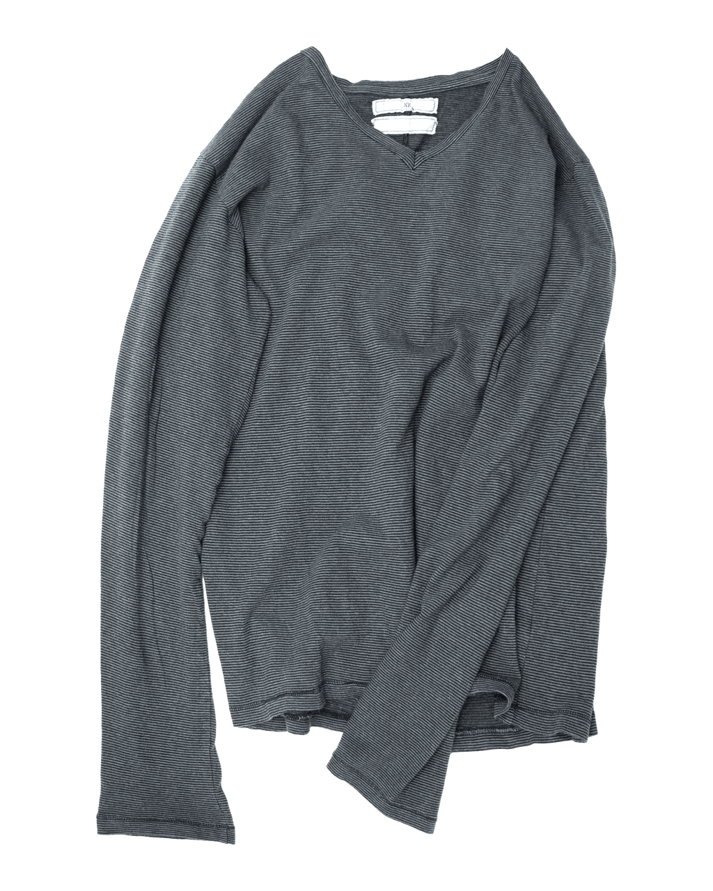 Dyed Striped V-neck LS