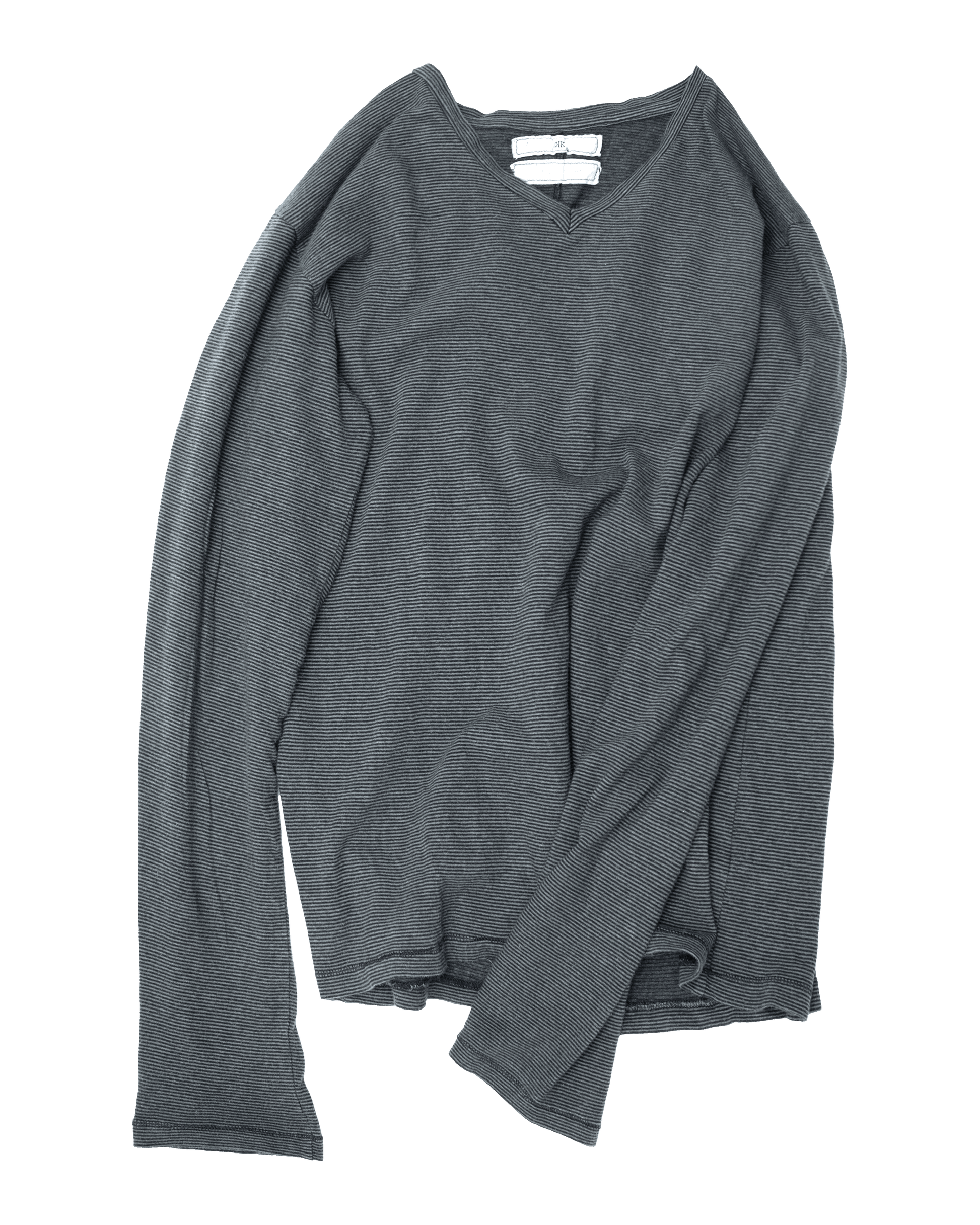 Dyed Striped V-neck LS