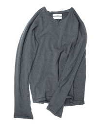 Dyed Striped V-neck LS