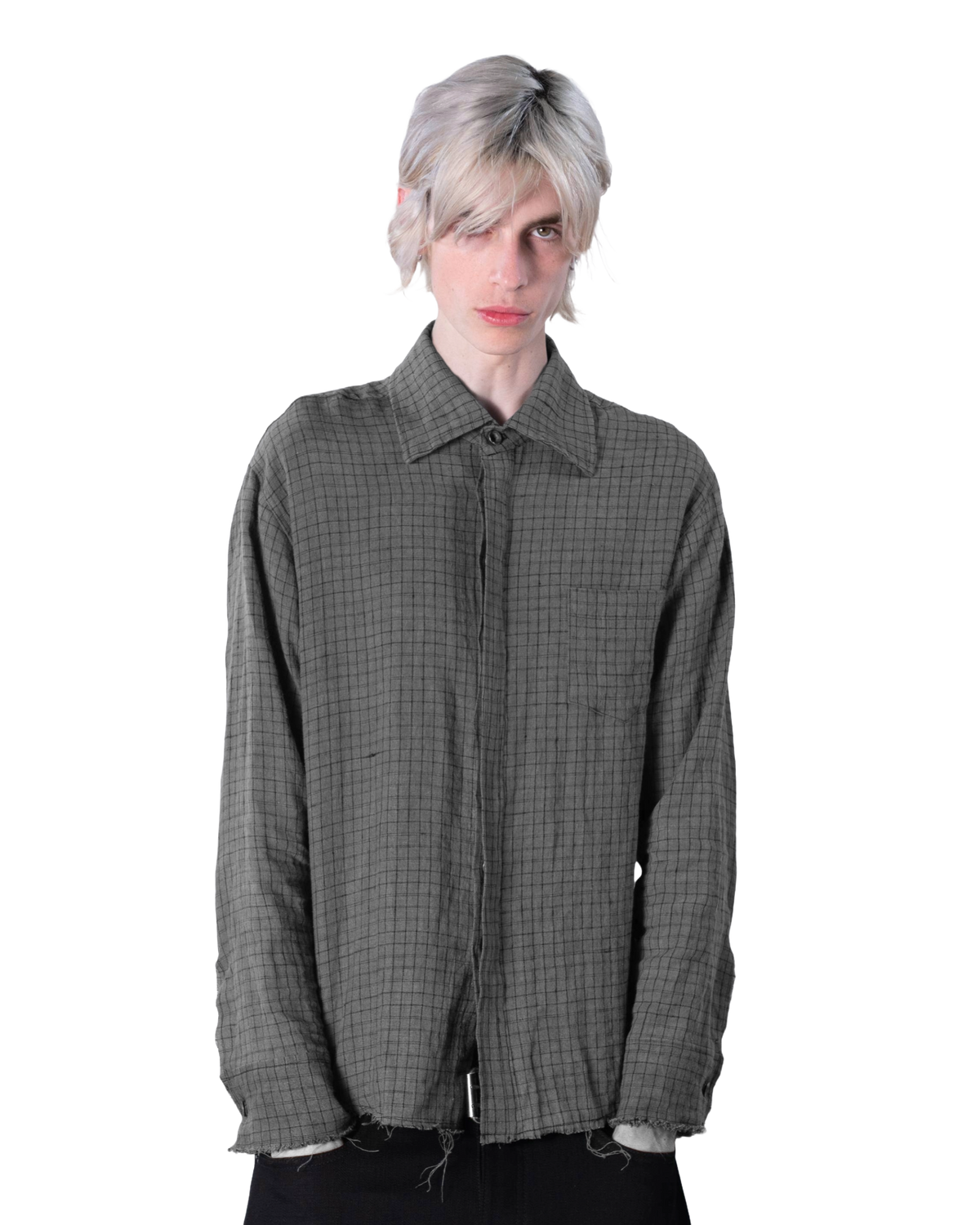 linen button down - dyed checker