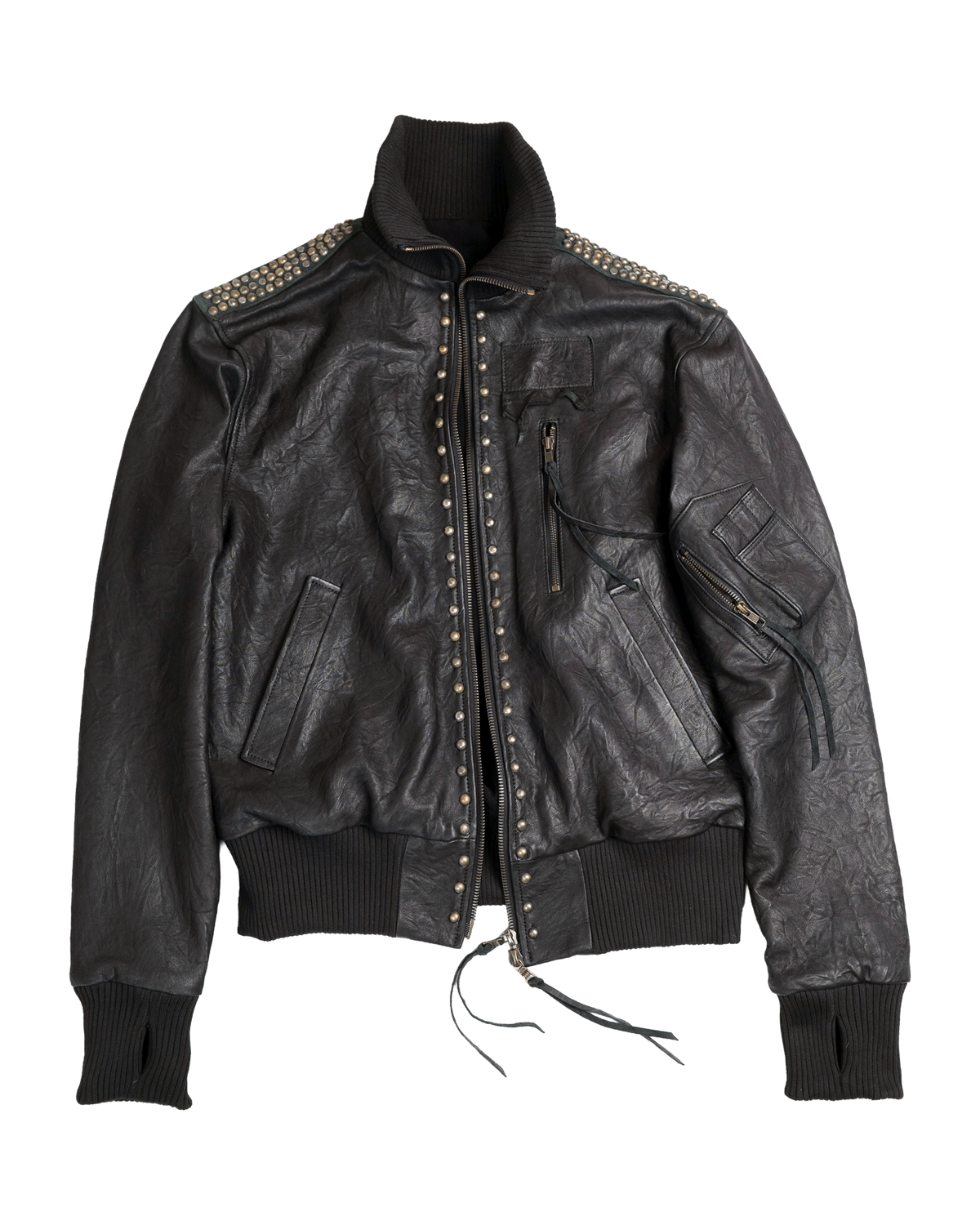 scatter studded lambskin leather bomber [made to order]