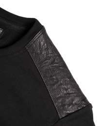 Ktwo Studios Black Short-Sleeve Shirt leather shoulder panel detail