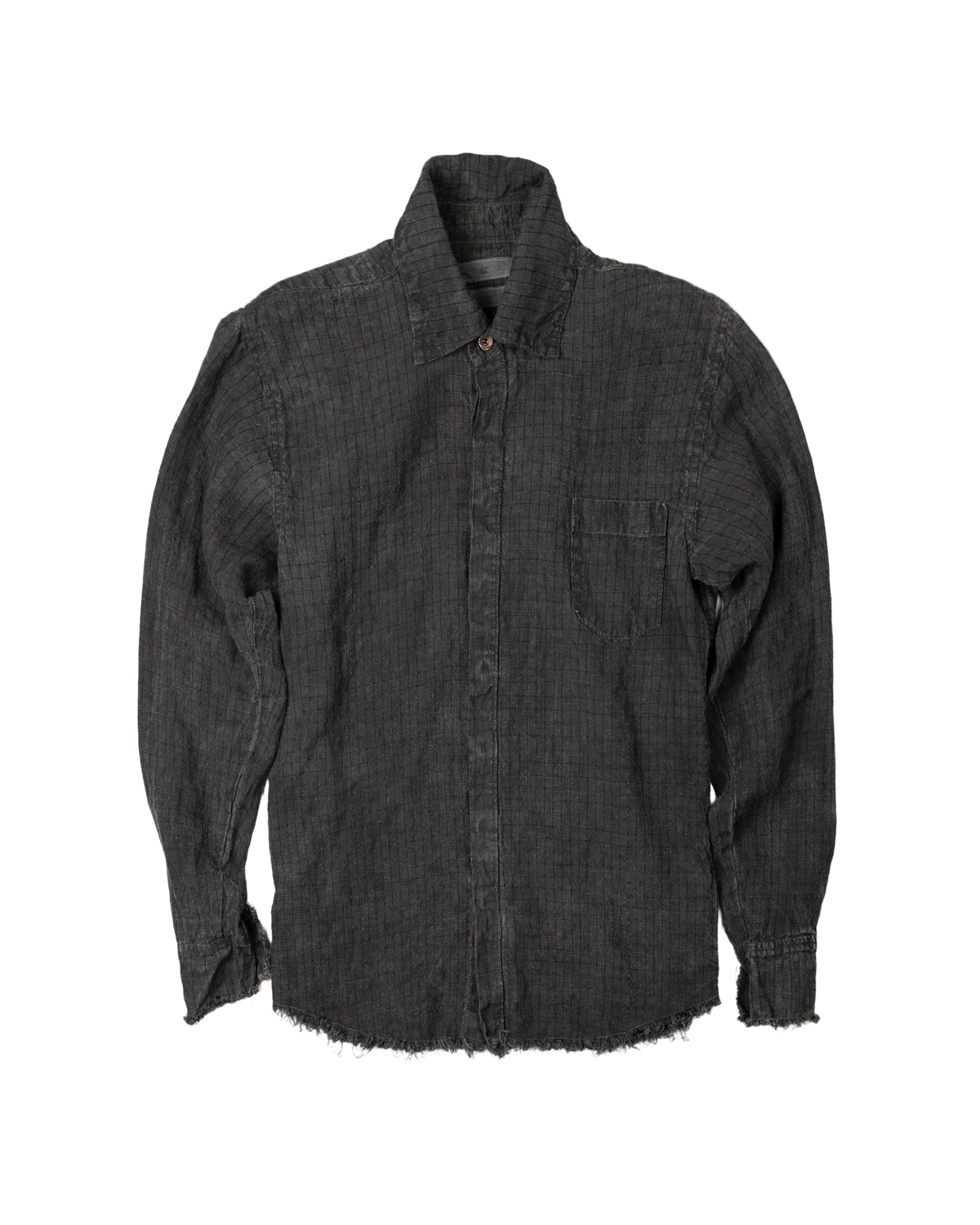 linen button down - dark oil dyed checker