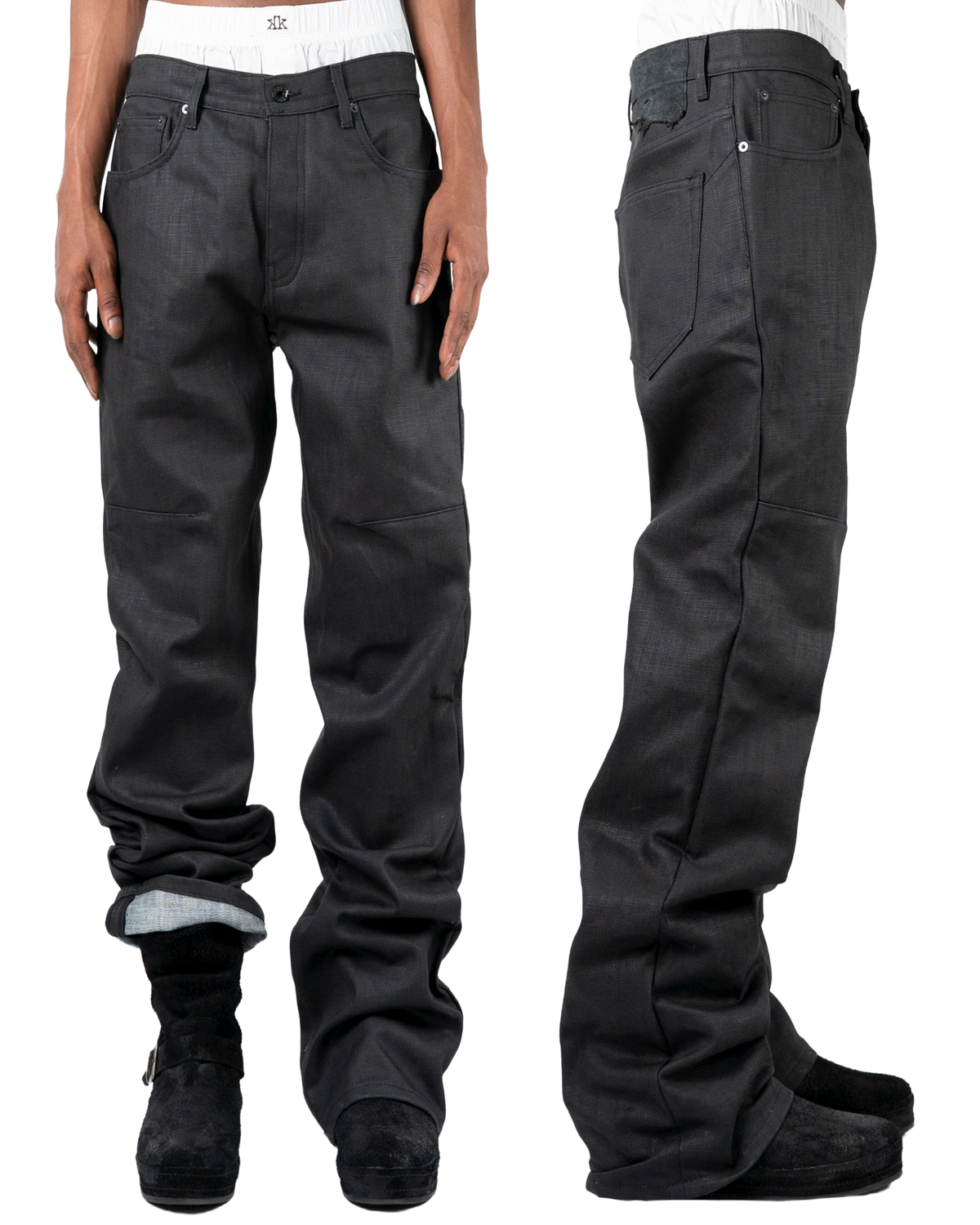 black waxed denim - bootcut