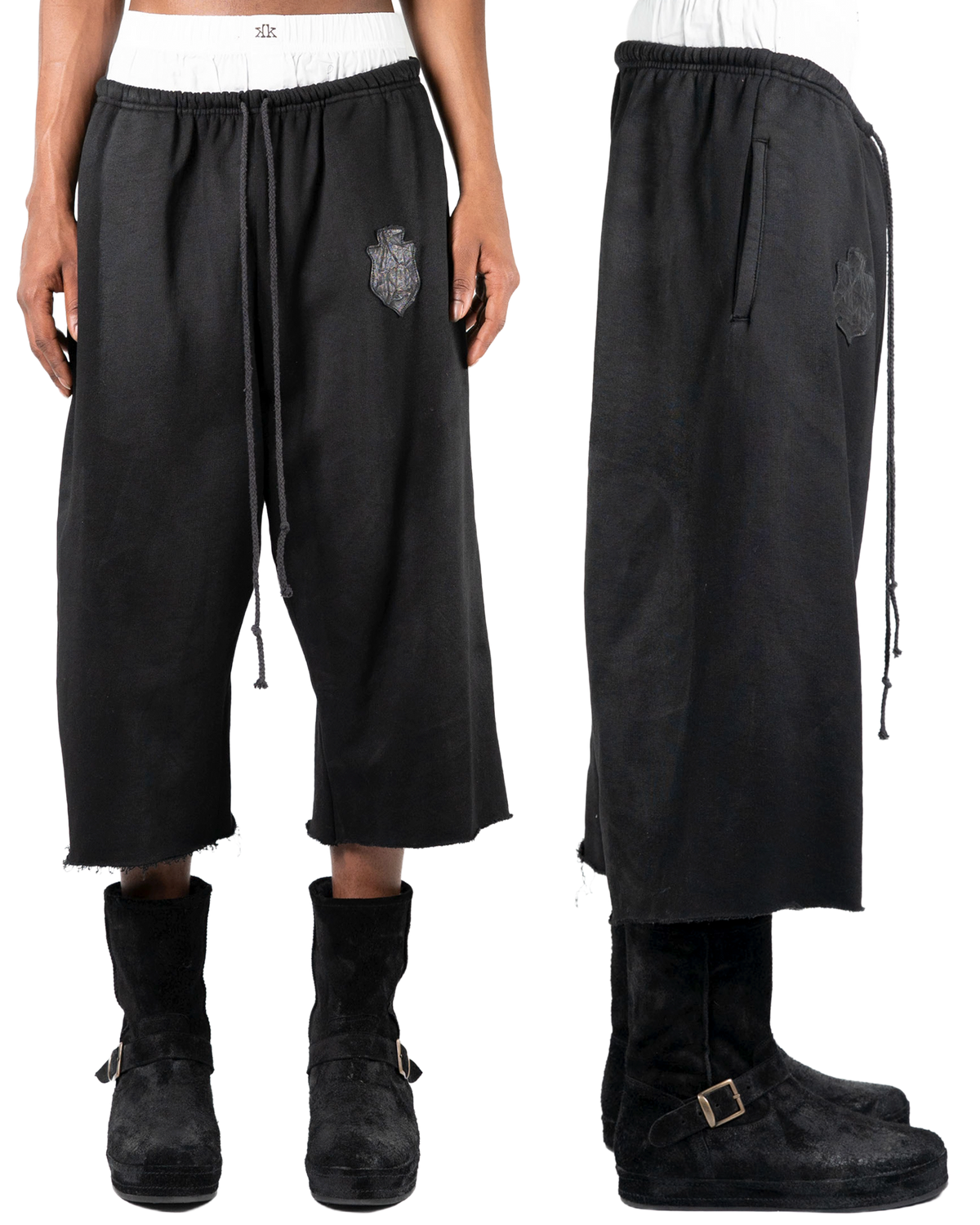 lamb crest sweat short - overdyed black