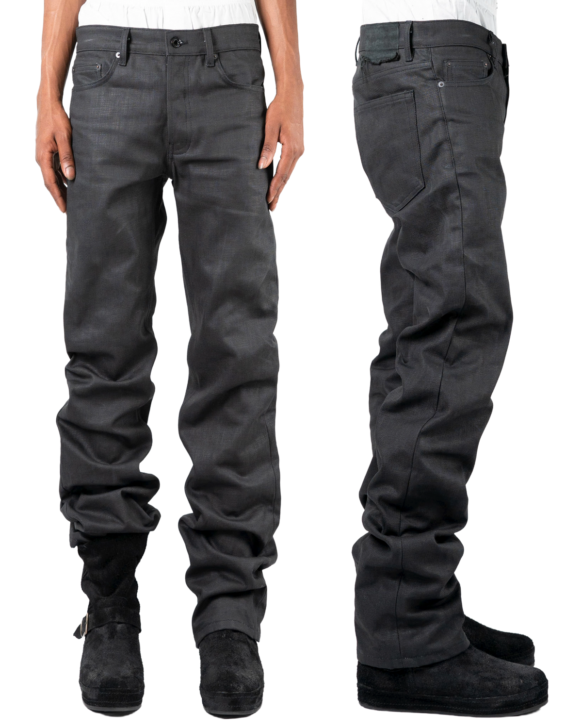 black waxed denim - slim
