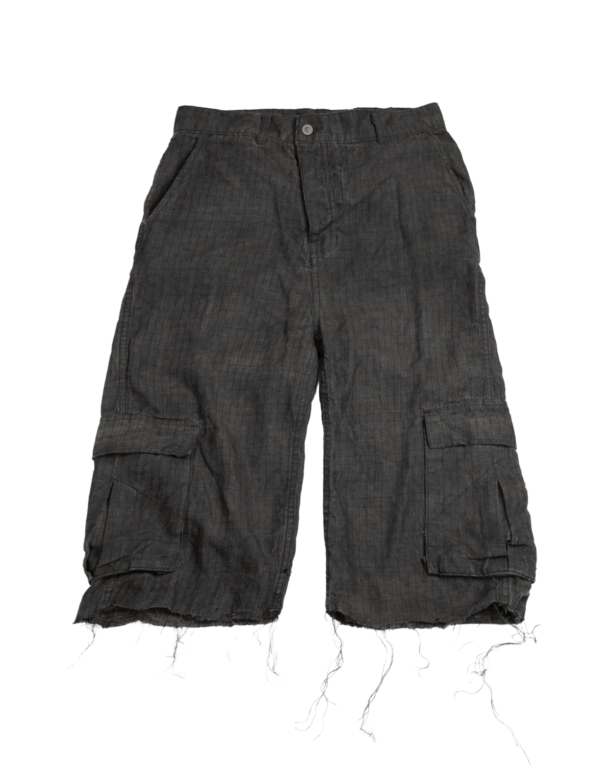 linen cargo capri - dark oil dyed checker