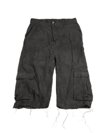 linen cargo capri - dark oil dyed checker