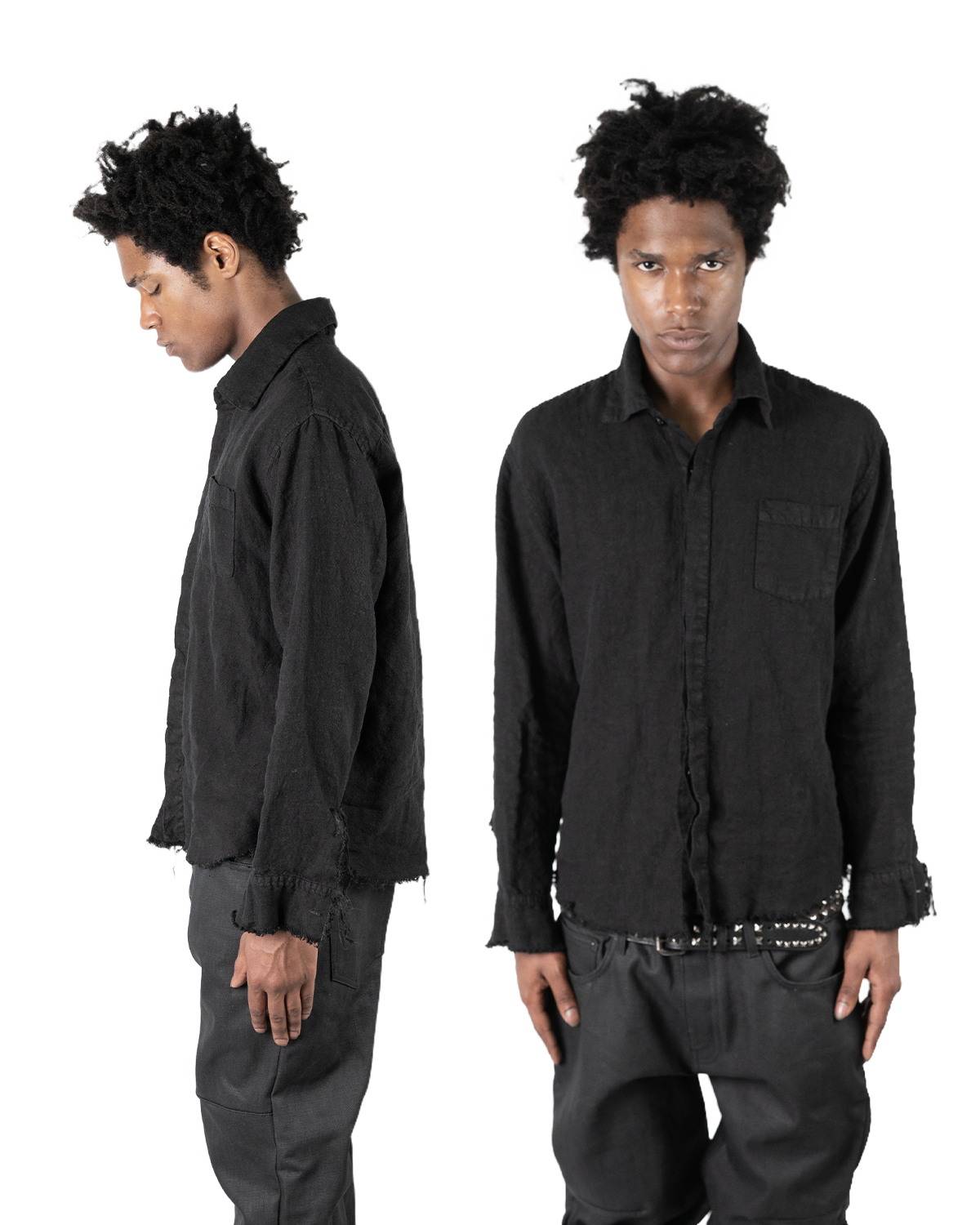 linen button down - overdyed core black