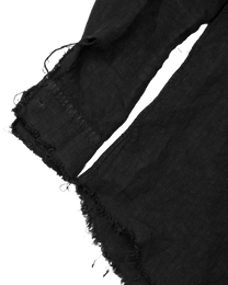 Ktwo Studios Overdyed Linen Button Down "Core-Black" hem and linen texture detail
