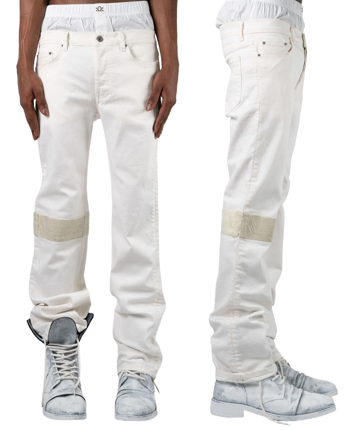 banded denim bleach - slim [made to order]