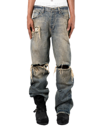 washed indigo distressed bootcut