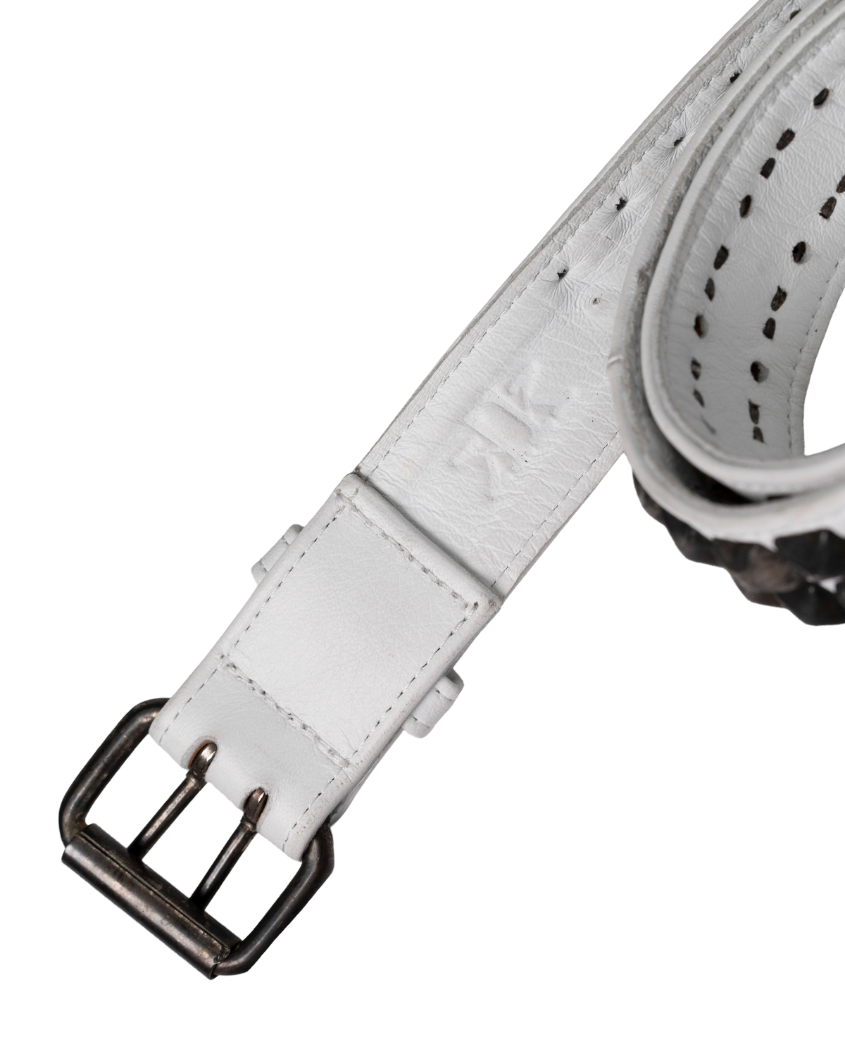 Ktwo white prism studded belt twist ꓘK